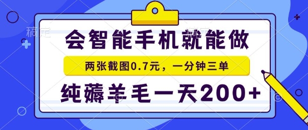 2025年零撸手机项目,二十秒一单,纯薅羊毛,一天200+做就有