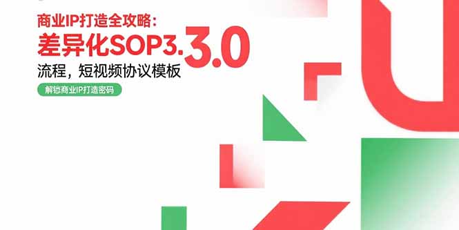 (15486期)商业IP打造全攻略:差异化SOP3.0流程,短视频协议模板,婚恋项目实战案例