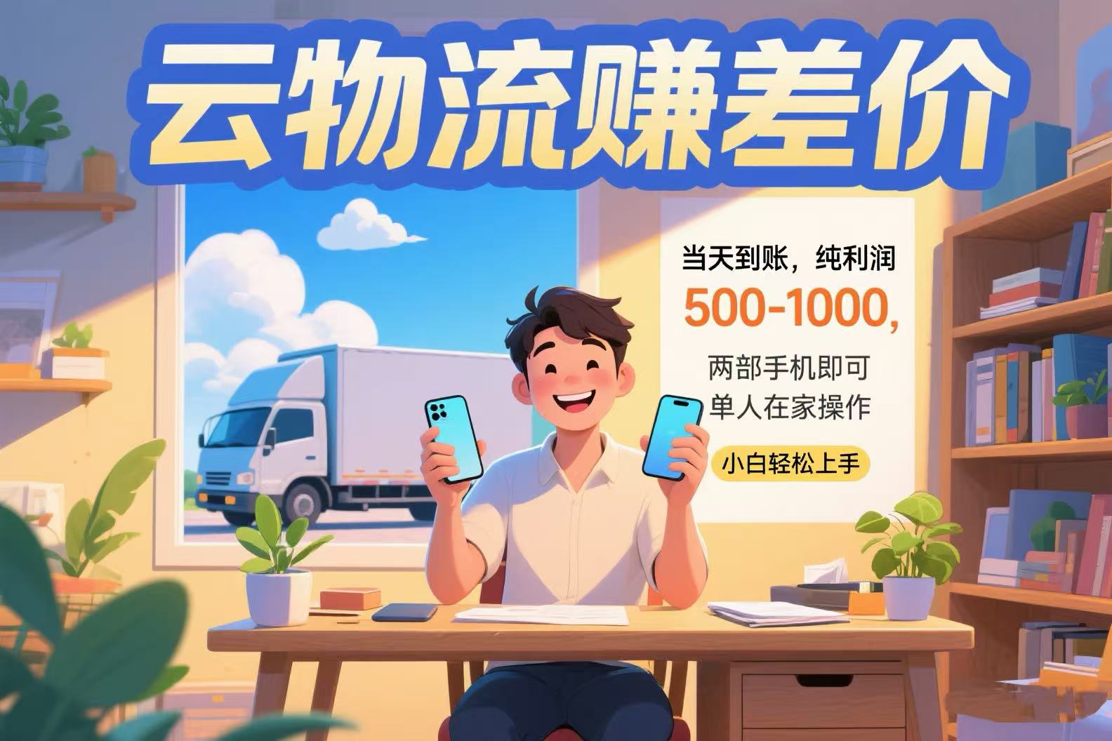 (15492期)云物流赚差价 当天到账纯利润500-1000 两部手机即可 可单人在家操作 小…
