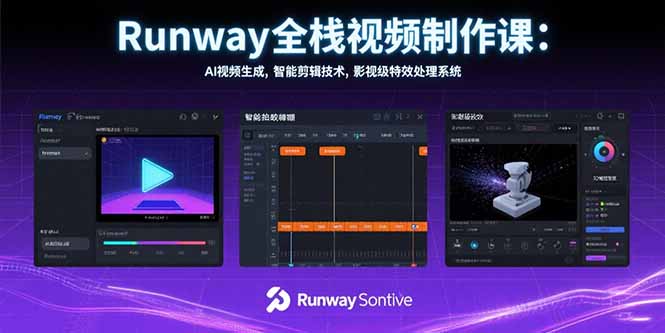 (15515期)Runway全栈视频制作课:AI视频生成,智能剪辑技术,影视级特效处理系统