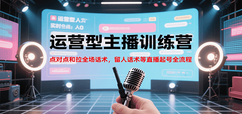 运营型主播训练营,点对点和拉全场话术,留人话术等直(更新7月)播起号全流程