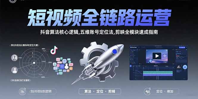 (15580期)短视频全链路运营:抖音算法核心逻辑,五维账号定位法,剪映全模块速成指南