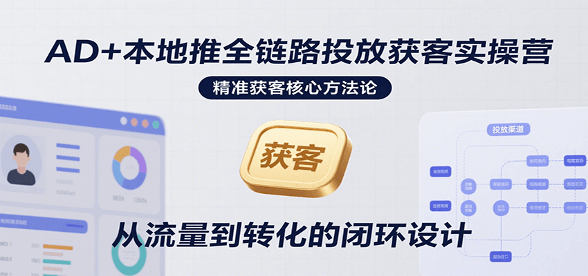 AD+本地推全链路投放获客实操营,快速掌握精准获客技巧,当天投放当天转化高效营销