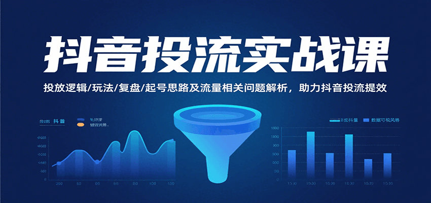 抖音投流实战课,投放逻辑/玩法/复盘/起号思路及流量相关问题解析,助力抖音投流提效