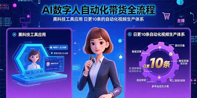 (15699期)AI数字人自动化带货全流程:黑科技工具应用 日更10条的自动化视频生产体系