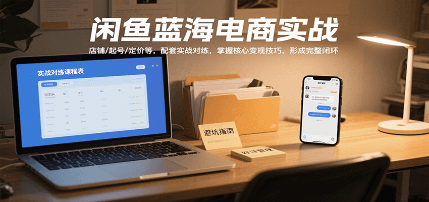 闲鱼蓝海电商实战,涵盖店铺、起号、定价等,配套实战对练,掌握核心变现技巧