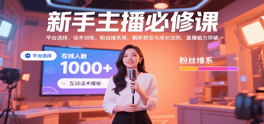 新手主播必修课:平台选择、话术训练、粉丝维系等,解析禁忌与成长法则,突破直播能力