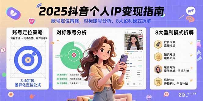 (15711期)2025抖音个人IP变现指南,账号定位策略,对标账号分析,8大盈利模式拆解