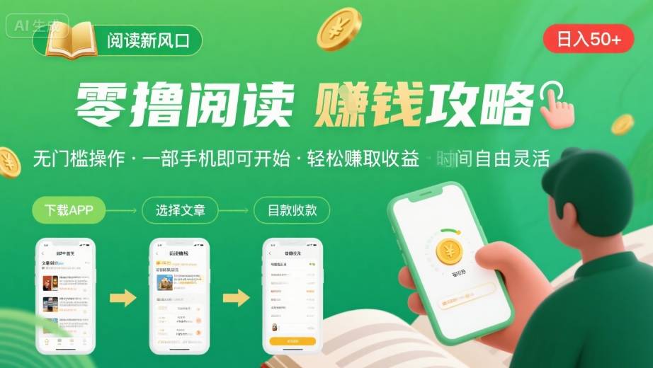 零撸阅读新风口,无门槛轻松挣,一部手机,日入 50-3张