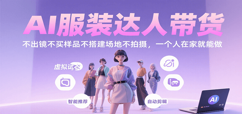AI服装达人带货,不出镜不买样品不搭建场地不拍摄,一个人在家就能做