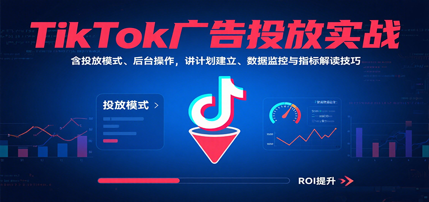 TikTok广告投放实战,含投放模式、后台操作,讲计划建立、数据监控与指标解读技巧
