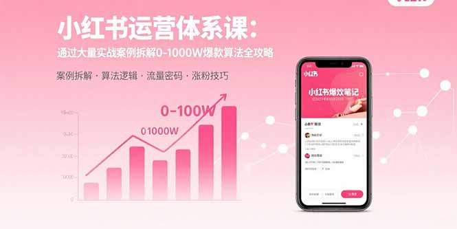 (15792期)小红书运营体系课:通过大量实战案例拆解0-1000W爆款算法全攻略