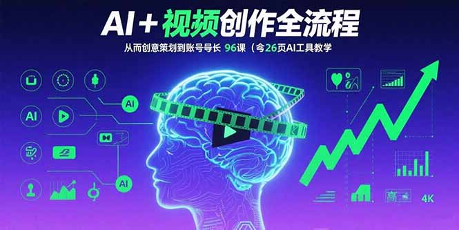 (15869期)AI+短视频创作全流程:从创意策划到账号增长,96节课(含26项AI工具教学)