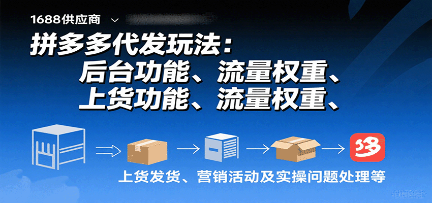 拼多多代发玩法:后台功能、流量权重、上货发货、营销活动及实操问题处理等