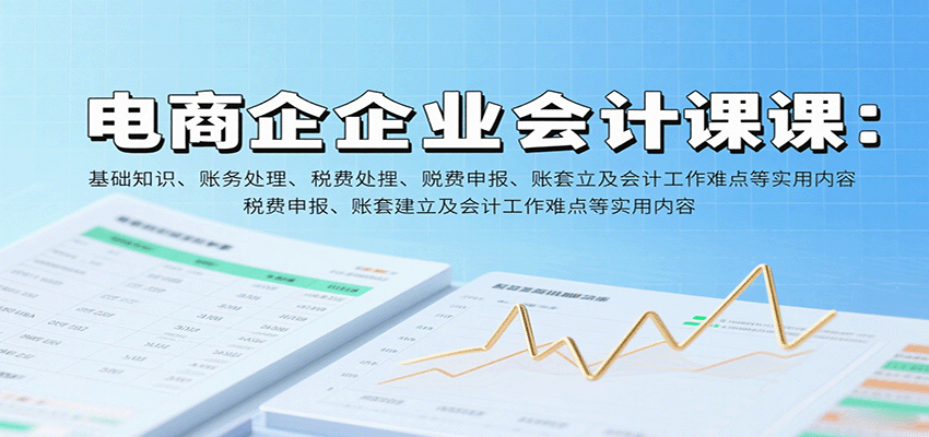 电商企业会计课:基础知识、账务处理、税费申报、账套建立及会计工作难点等实用内容