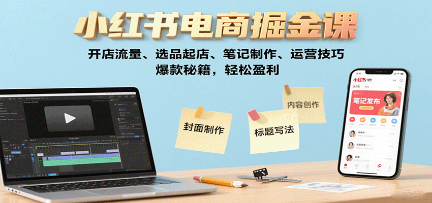 小红书电商掘金课:开店流量、选品起店、笔记制作、运营技巧,爆款秘籍,轻松盈利