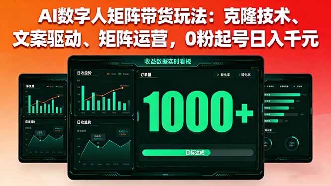 (16050期)AI数字人矩阵带货玩法:克隆技术、文案驱动、矩阵运营,0粉起号日入千元