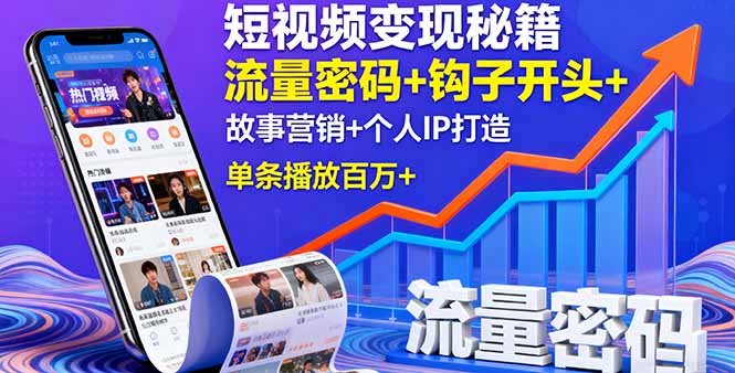 (16079期)短视频变现秘籍,流量密码+钩子开头+故事营销+个人IP打造,单条播放百万+