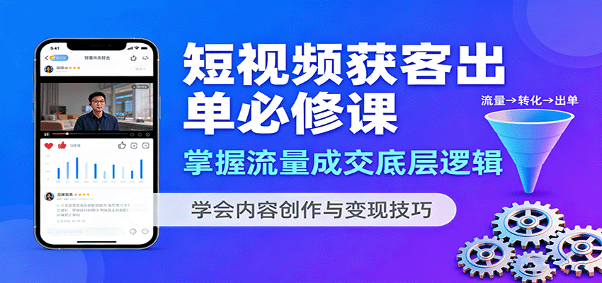 短视频获客出单必修课:掌握流量成交底层逻辑,学会内容创作与变现技巧