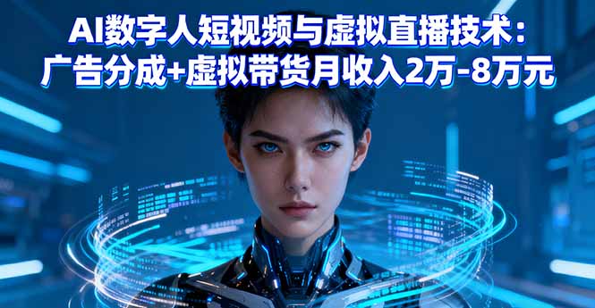 (16148期)AI数字人短视频与虚拟直播技术:广告分成+虚拟带货月收入2万-8万元