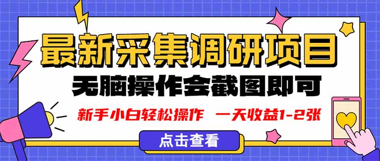 (16155期)新版采集调研项目,截图上传即可,无脑操作,日收益1-2张