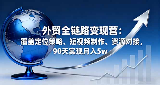 (16173期)外贸全链路变现营:覆盖定位策略、短视频制作、资源对接,90天实现月入5w
