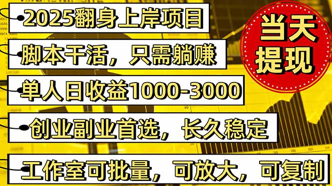 (16225期)稳定八年美金掘金2.0脚本干活,只需躺赚。单人日收益1000-3000可批量、…