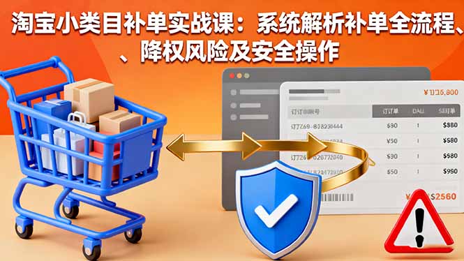 (16239期)淘宝小类目补单实战课:系统解析补单全流程、降权风险及安全操作