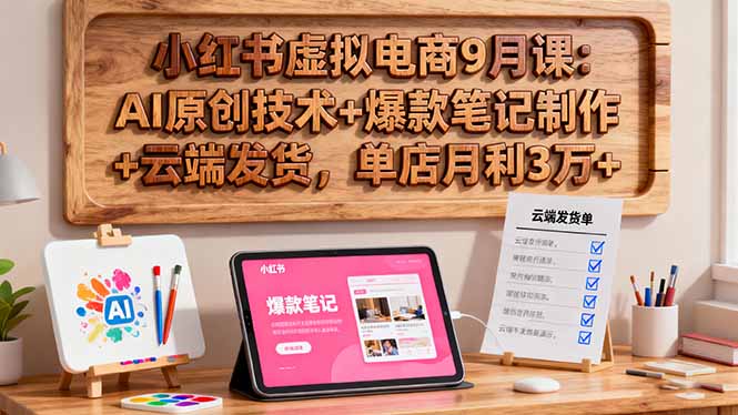 (16287期)小红书虚拟电商9月课:AI原创技术+爆款笔记制作+云端发货,单店月利3万+