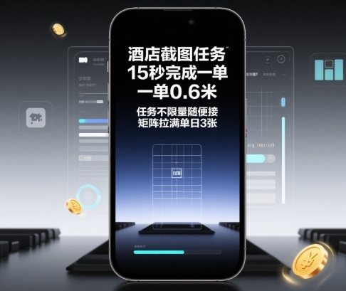 酒店截图任务,15秒完成一单,一单0.6米,任务不限量随便接,矩阵拉满单日3张