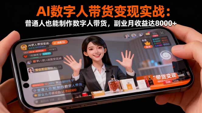 (16377期)AI数字人带货变现实战:普通人也能制作数字人带货,副业月收益达8000+