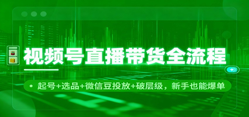 视频号直播带货全流程：起号+选品+微信豆投放+破层级，新手也能爆单