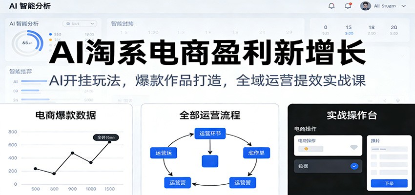 AI淘系电商盈利新增长，AI开挂玩法，爆款作品打造，全域运营提效实战课